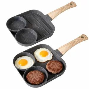 Arthink Kitchenware 3-in-1 Non-Stick Pan with Mini Wooden Handle for Easy Cleaning Induction & Gas Stove Compatible Nonstick Frying Pan for Fried Egg & Omelets Black Cookware with Stay-Cool Handle TikTokShopBlackFriday