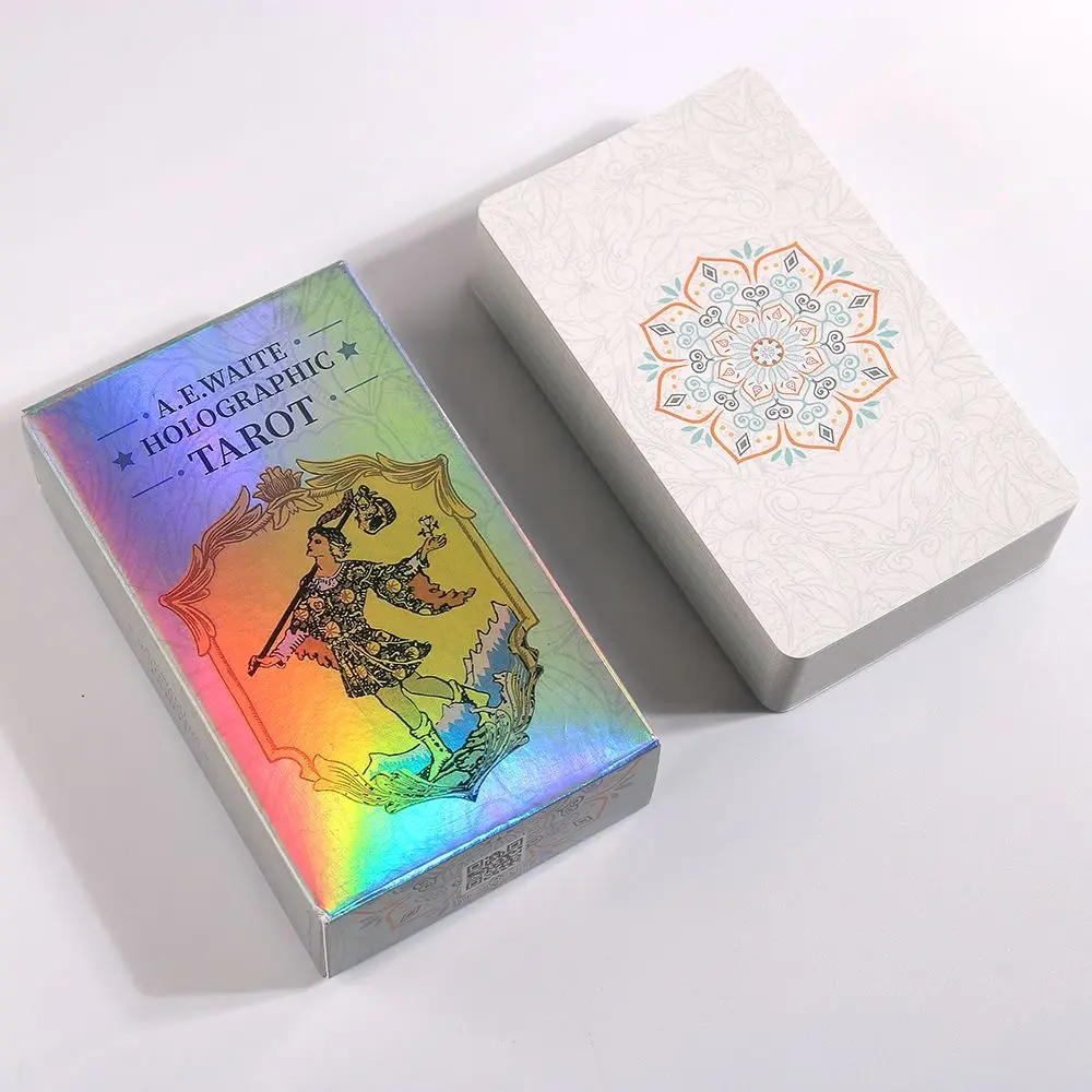 Holographic Tarot Cards Deck - 78 Classic Rider-Waite Tarot Cards with Shiny Foil, Waterproof Thickened Standard Tarot Deck with Box Beginners & Experienced Readers, Love Career Divination Tools