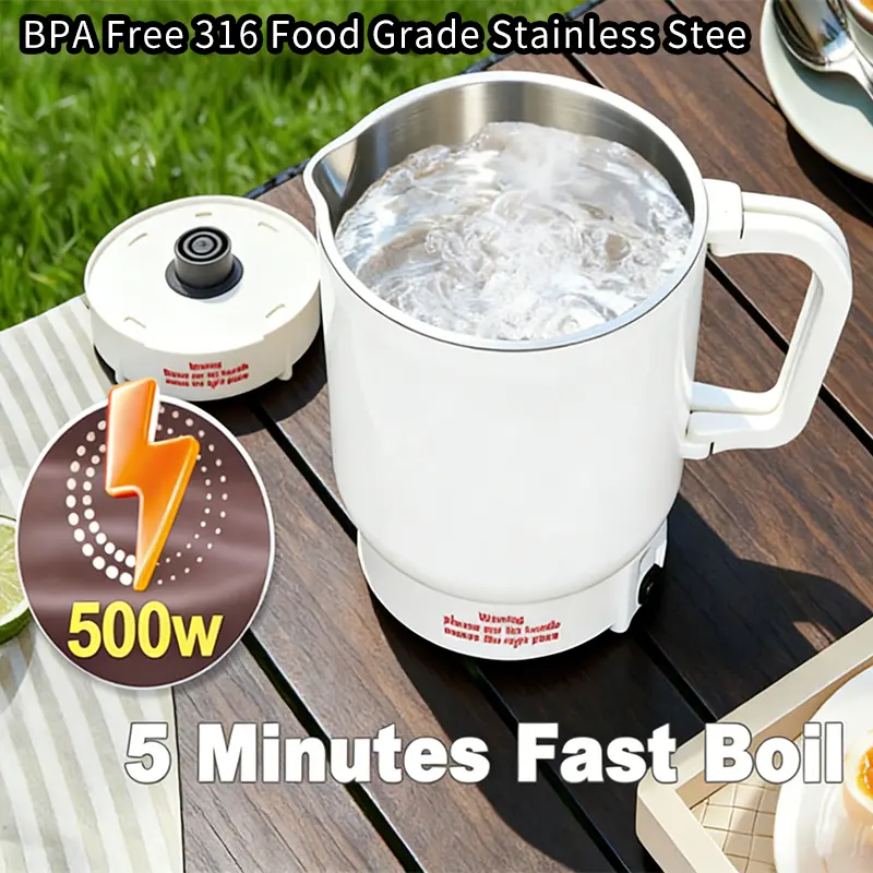 Electric Kettle, 500W, Easy Cleaning Electric Tea Kettle, Boil-Dry Protection, Stainless Steel Filter, BPA Free, Auto Shut Off Hot Water Boiler, Water Heater Kettle for Coffee & Tea Make