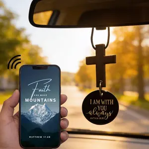 Bible Verse Car Rearview Hanging Cross Ornament Daily Encouragement Christian Accessories for Vehicle Spiritual Touch Simple Design