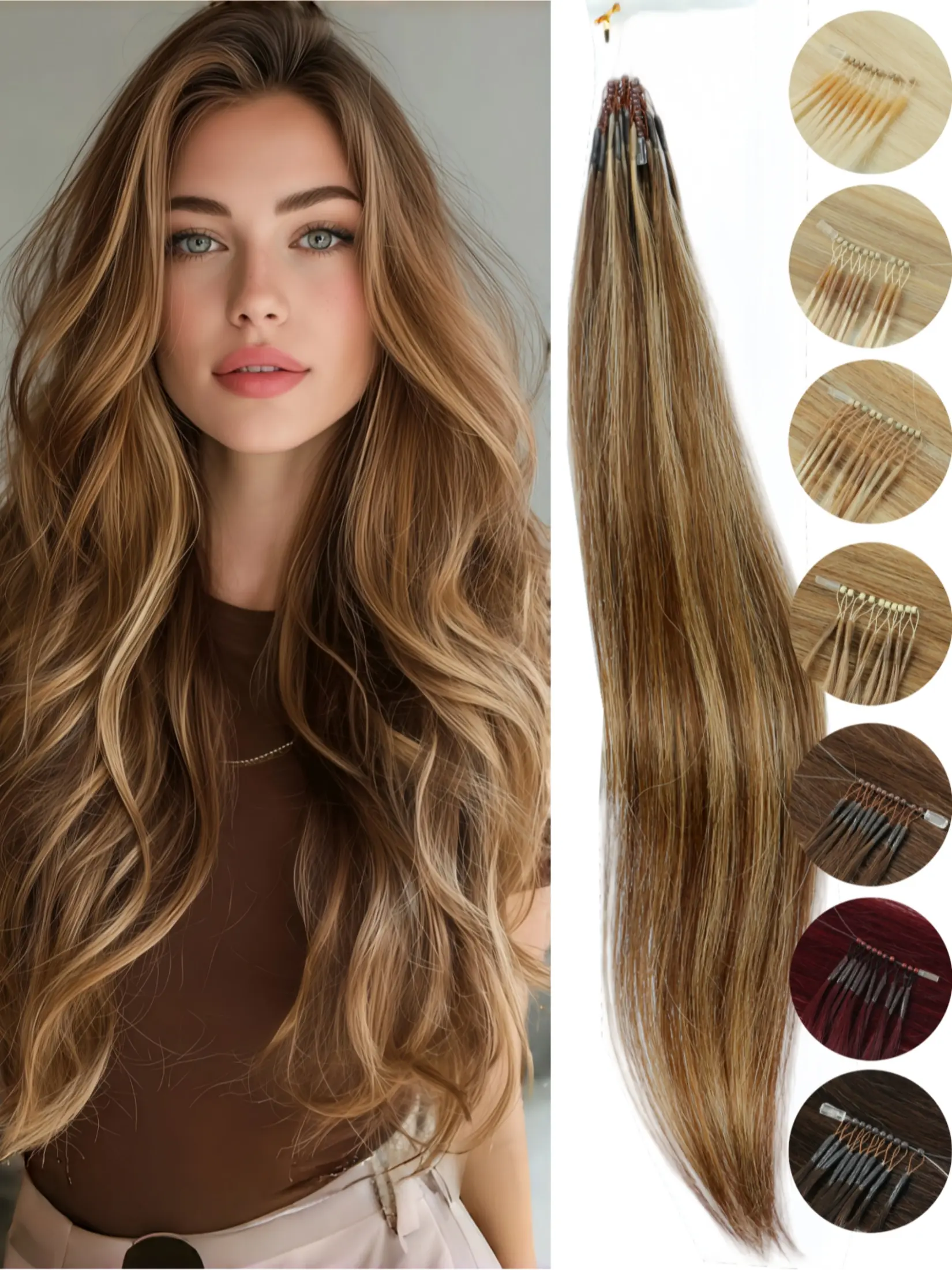 8D Nano Beads Extensions with Micro Rings, Available in Daily Blonde And Brown Shades, Microbead Hair Extensions, Best Extensions