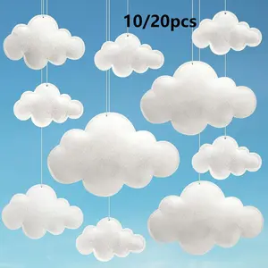 10/20pcs Felt 3D Cloud Hanging Decorations, Soft Ceiling Decoration for Baby Room, Room, Wedding, Party, Home Decor, Home Ornament