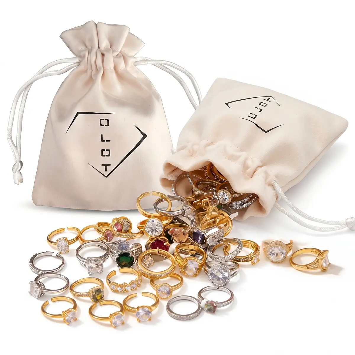 OLDT Y2K Aesthetic Ring Pack - Assorted Adjustable Fashion Stacking Rings for Teen Girls, Trendy CZ Costume Jewelry Set