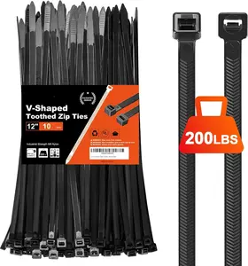 80 Pack Self Locking Cable Ties  V Shaped Toothed Zip Ties 200 Lb Capacity Unbreakable Design 50 Percent Stronger Than Ordinary Ties For Demanding Jobs