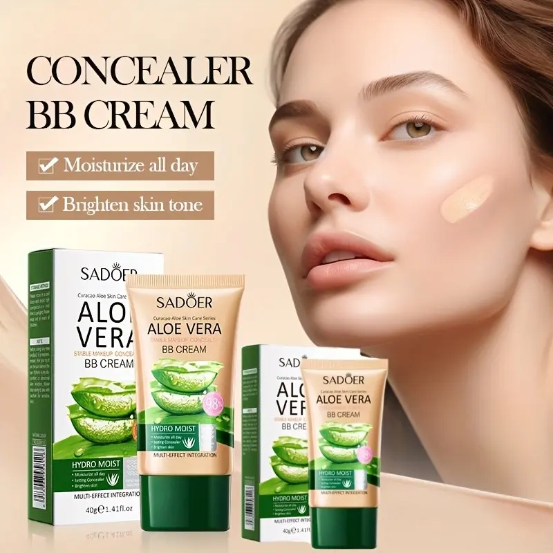 12 Hour Concealer Bb Cream, Makeup Cream, Natural Color, 2-Pack Set, Easy to Use, Contains Aloe Vera Extract, Mild Formula, Travel and Home Essential