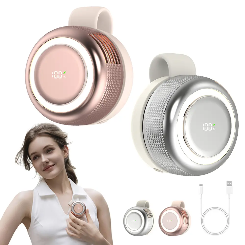 Portable Clip On Fan 2000mAh Rechargeable, Turbo Blades Strong Wind Low Noise Low Power, 360° Adjustable Airflow, 3 Color 3 Brightness Night Light, Digital Display, Memory Silicone Secure Clip, Personal Cooling Fan for Outdoor Travel Office Home