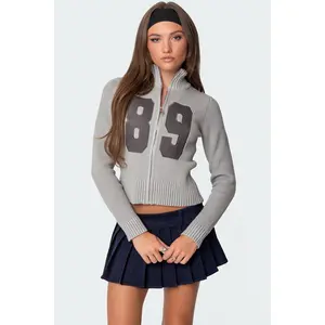 89 High Neck Zip Up Cardigan