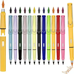 Colored Inkless Pencil, 12 Sets No Sharpen Infinity Pencil Reusable Everlasting Pencil with Extra 12 Black Color Replaceable Nibs Forever Pencil for Writing Drawing Home Office School Supplies