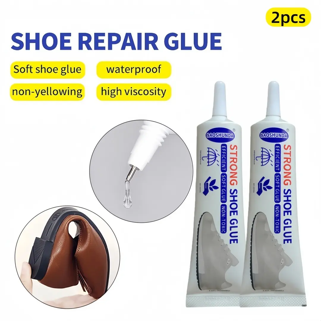 Strong Shoe Repair Glue, Glue for Shoes, 2 Pieces/1 Piece/60ML, Waterproof Adhesive, Strong Adhesion, Transparent Flexible Handmade Glue, All Purpose Superglue, Multi Purpose Glue, Suitable for Shoemakers and Home Use