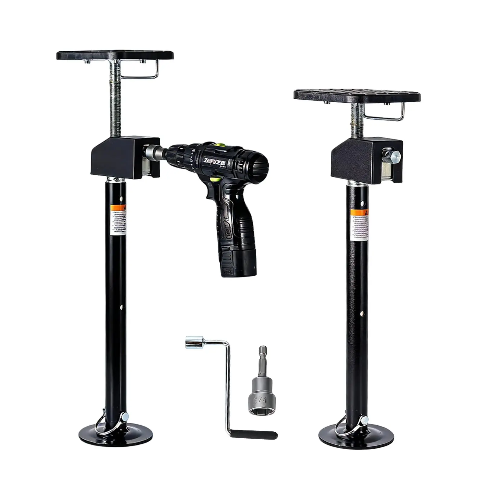 GAOMON 2 Pack RV Slide Out Supports Jack with a Flat Top Support Block, RV Stabilizer Jacks Supports Up to 10,000lbs, 21"-49" Quick-Lift Adjustable - Drill & Hand Crank Compatible for Campers & RVs