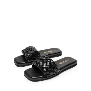 Dream Pairs Women's Open-Toe Slide Flat Sandals with Slip-Resistant TPR Outsole for Walking