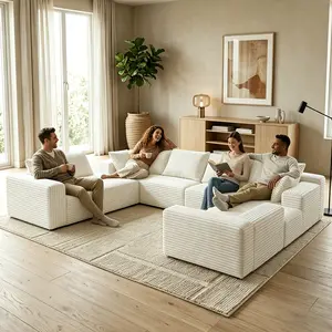 136" Oversized U-Shaped 8-Seater Boneless Cloud Sofa | Modular Sectional Couch with Chaise Lounges, 4-in-1 Flexible Combination, Ultra Deep Seat, No Assembly Needed, Perfect for Large Living Rooms & Family Movie Nights #SummerVibes