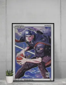 Drake Maye 2024 Prizm Manga Rookie Poster 12x17 New England Patriots
