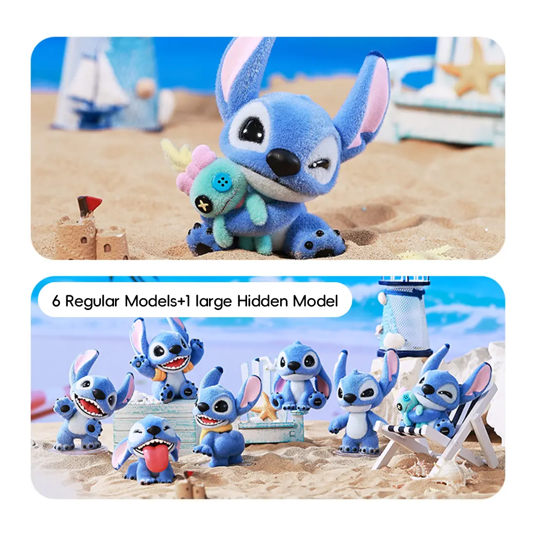Disney Lilo & Stitch Flocked Plush Blind Box Stitch Figure Action Figure, Mystery Anime Collectible for Fans, Kawaii Desk Decor, 2.75"-4.72" Height, Holiday Gift, Stitch Figure Action Figures