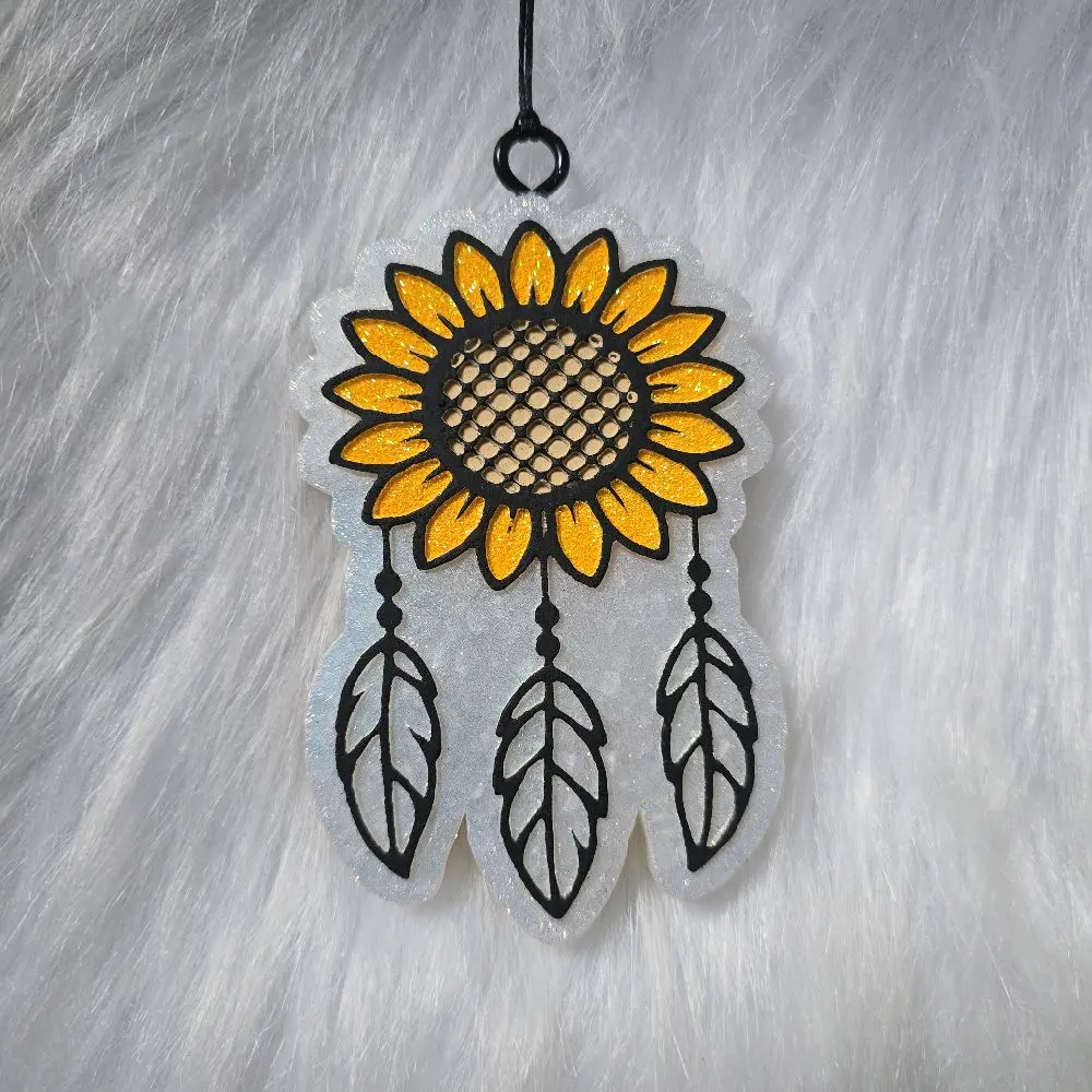 Sunflower with feathers Car Freshie