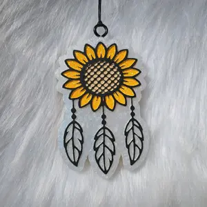 Sunflower with feathers Car Freshie