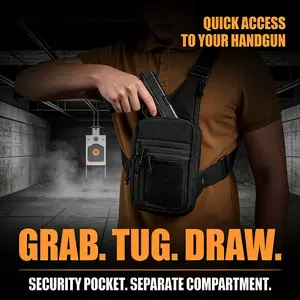 Stand Bag Shoulder Chest Bag Strap Suitable for Hidden Carrying Concealed Carry Crossbody Gun Bag for Men's Shoulder Chest Pack Range Bag Handguns Utility Pouch