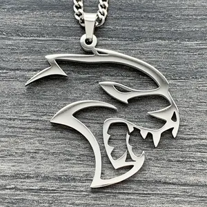 Hellcat Necklace SRT - 1.5" Mirror Polished Stainless Steel Pendant with Laser Carved Design & Rust Resistant Choice of Chain Free Gift Included