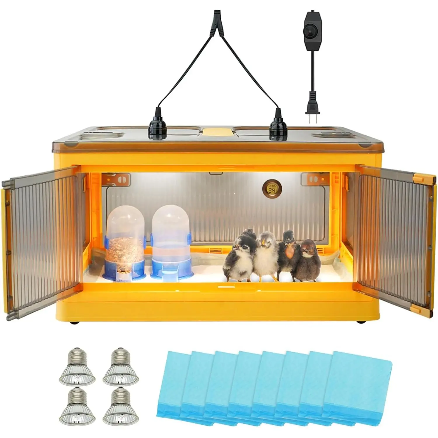 Chick Brooder Box For Chicks, Brooder Box With Feeder And Waterer, Brooder Heater Warms Up To 20 Chicks, Poultry Breeding Box Suitable For Chick Duckling Parrot Lizard (Large)