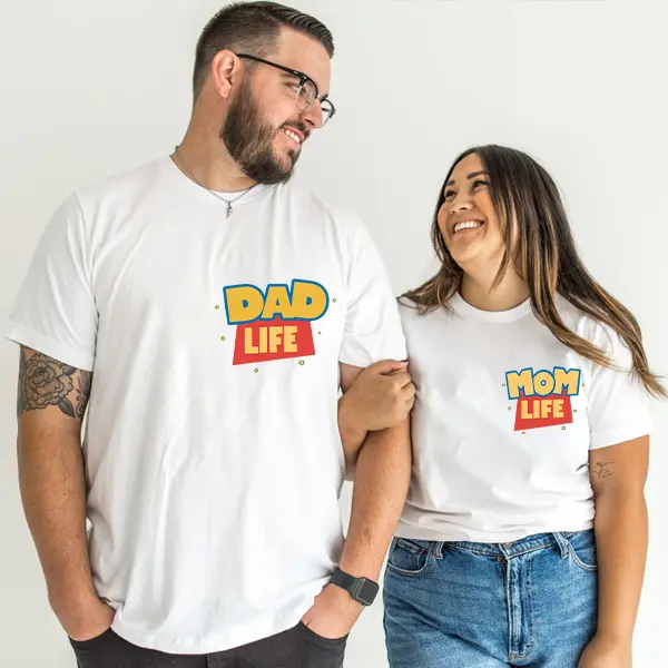 Mom Dad Doubled Sided T-Shirt, Toy Mom Dad Life Tee, Mother and Father Gift Shirt, Toy Matching Family Shirt, Family Trip Shirt