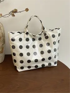 Large capacity PVC tote bag, Commuter Tote, waterproof, with 'TOTE BAG' letter print, can be carried by hand or shoulder, for commuting, school, shopping