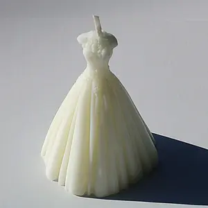 White Wedding Dress Candle - Unique Design Inspired by Bridal Gowns