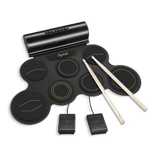POGOLAB G3001 Electronic Drum Set, 7 Pads Roll Up Electric Drum Pad with Wireless Function, Portable Rechargeable Midi Drum Kit with Speaker/Pedals/Headphone Jack, Great Holiday Gift for Beginner
