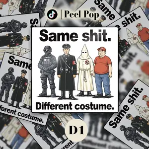 [Sticker] Same Shit Different costume Sticker, Anti Trump Political Sticker, Funny Protest Dark Humor Statement Sticker, Same Shit Fuck Ice