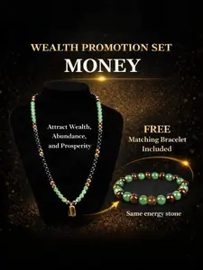[Buy 1 Get 1 Free] Money Attraction Necklace Set with Green Aventurine & Tiger Eye Pendant Healing Crystal Stone ,Matching Bracelet Wealth Abundance Prosperity Crystal Jewelry Unisex Gift for Men Women