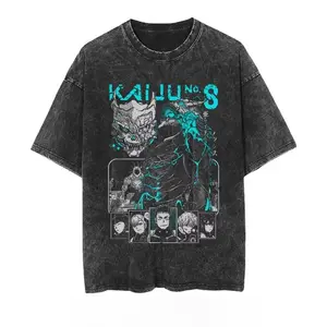 valentine shirts Cartoon Anime Monster No. 8 T-Shirt Men's Women's Clothing Kaiju No.8 Retro Printing Washed Old Short Sleeves Summer Fashion