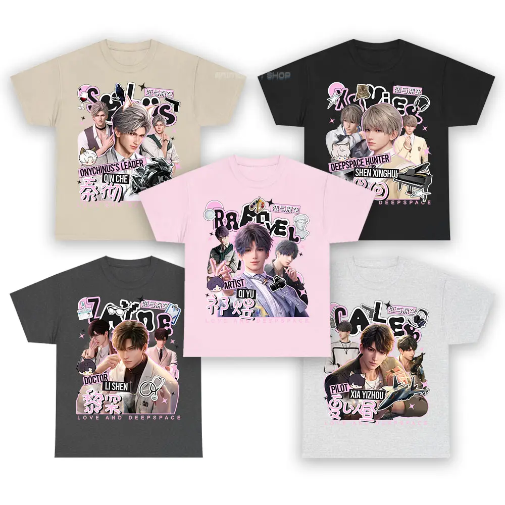 Love And Deepspace Shirt, 100% Cotton Y2K Streetwear Retro T-Shirt Caleb Sylus Rafayel Xavier Zayne Shirt Gift For Fan