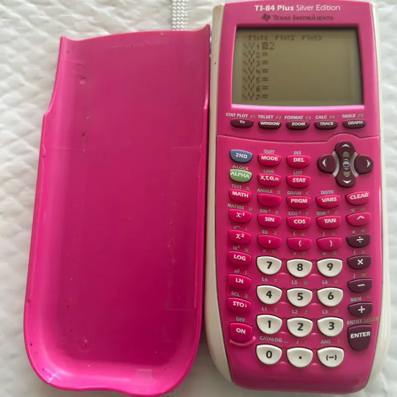 Texas Instrument TI 84 Plus Pink Graphing Calculator W Cover Tested