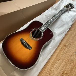 Beautiful Sunset Color D45 Acoustic Guitar Ebony Fingerboard with Small Vase Design 20 Frets