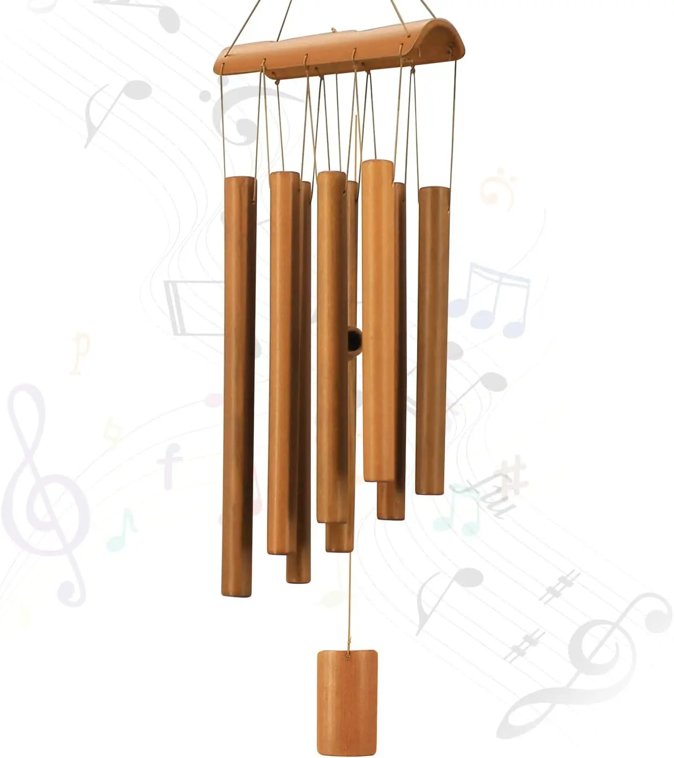 Bamboo Wind Chimes, Memorial Sympathy Wood Wind Chimes Wooden Windchimes for Outdoors with Natural Sounds, Indoor Decorations for Patio Porch Garden Decor and Backyard