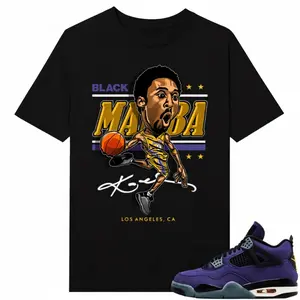 Lakers 4s Sneaker Match Tees Black Mamba Toon Unisex Streetwear