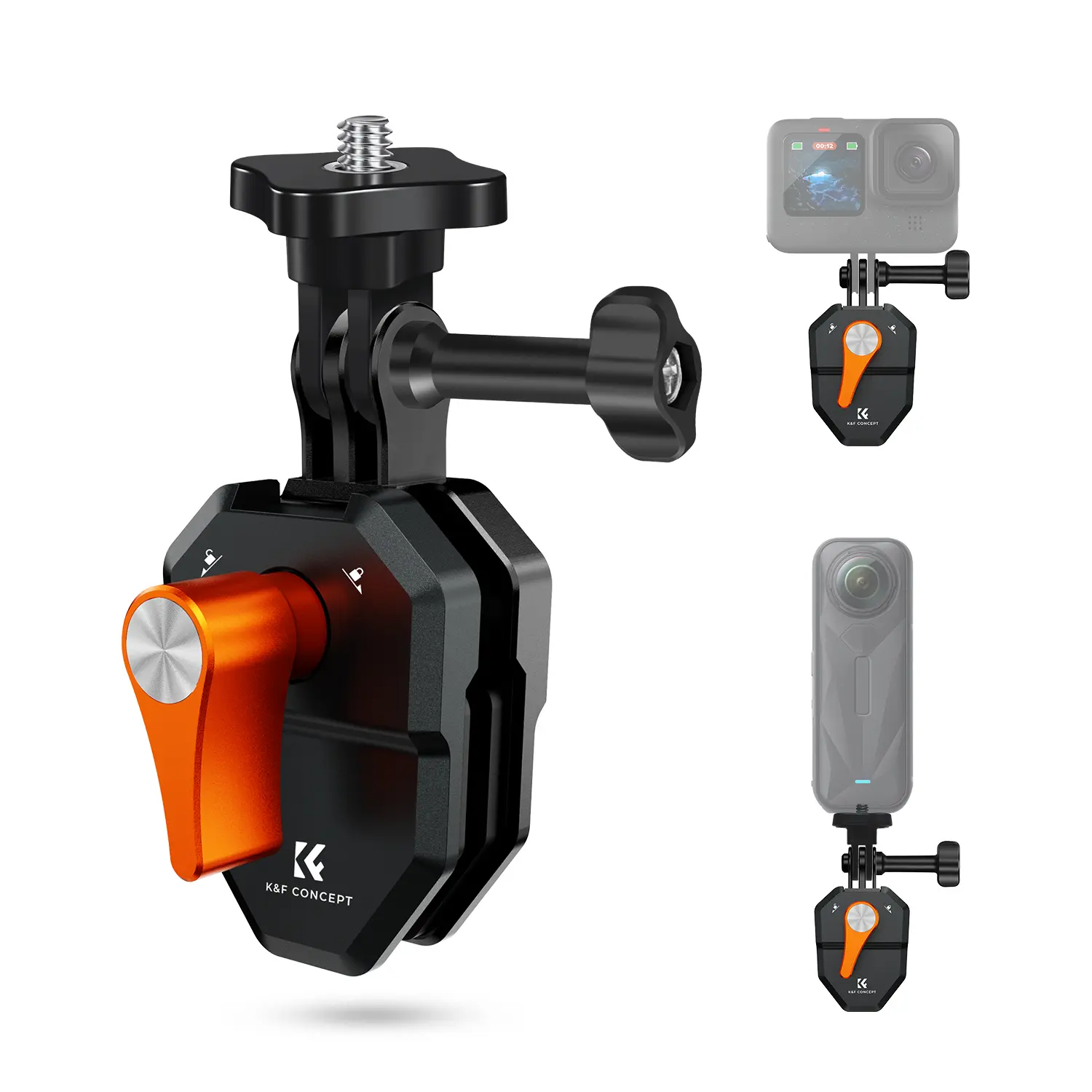 K&F Concept Motorcycle Windshield Clip Mount for GoPro Hero 13/12/11/10/9 Black, Aluminum Alloy Camera Clamp with 1/4 Adapter for DJI Osmo Action 3/4/5 Pro Insta360 X5/X4, Action Camera Accessories