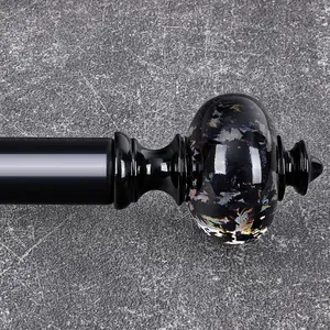 Black Curtain Rod for Windows 48 to 84 Inches, 1'' Heavy Duty Adjustable Modern Drapery Rods with Unique Crystal Finials, Luxury Decorative Curtain Rods, Size: 30-88''