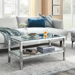 crystal mirror stainless steel frame coffee table for use in offices, shops, living rooms, or bedrooms