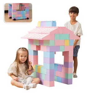 PLATPORTS 86-Piece Pastel Jumbo Big Blocks – Giant XL Pastel Building Blocks for Kids Ages 2–8, Large Plastic Construction Set for Indoor & Outdoor Play