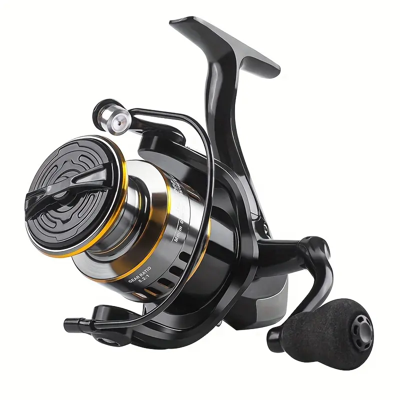 1pc HE1000-7000 Model Spinning Wheel |   Aluminum Alloy Fishing Reel with Metal Line Cup and Rocker Arm, 5.2:1 Speed Ratio, 22.05LB Resistance, Smooth and Sensitive, Ambidextrous, Suitable for Fresh and Salt Water