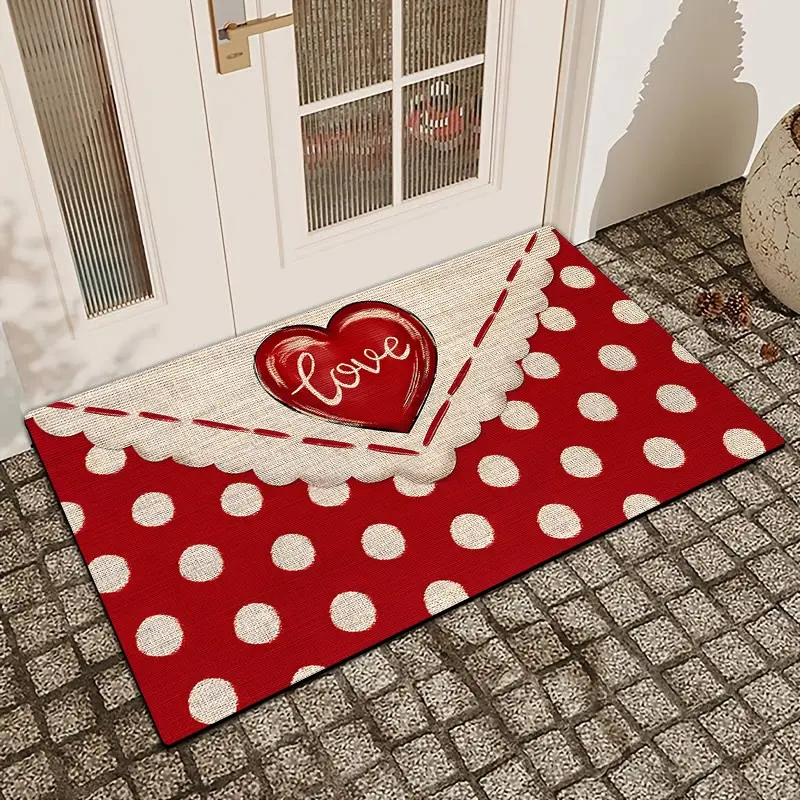 1pc Envelope Love Valentine's Day Printed Door Mat Flax Surface Diatomaceous Earth Non-Slip Water-Absorbing Entrance Door Mat Indoor Outdoor Printed Bath Room Holiday Home Decor