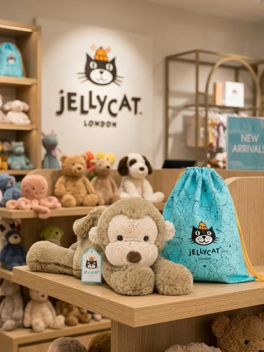 Jellycat Smudge Monkey Plush - Ultra-Soft Lying Stuffed Monkey, Collectible Plushie for Cozy Cuddles & Gifting
