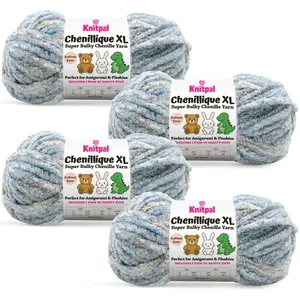 KnitPal Chenillique XL Super Bulky Plush Chenille Yarn 4-Pack 352Yds 400G Variegated Soft Polyester for Plushies Blankets Amigurumi & Accessories Machine Washable