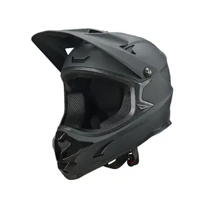 UVJ LZL-X102 Full Face Mountain Bike Helmet for Men & Women Durable Impact Resistant Ventilated Adjustable Visor Downhill Race BMX MTB Helmet Black ABS Foam   e bikes