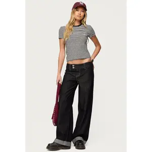 Cuffed Low Rise Straight Leg Jeans