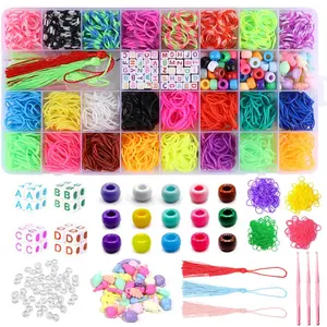 1200pcs Rubber Bands Set, Braided Rubber Bands for DIY Friendship Bracelet Making Kit, Handmade Craft Kit, Holiday Gift