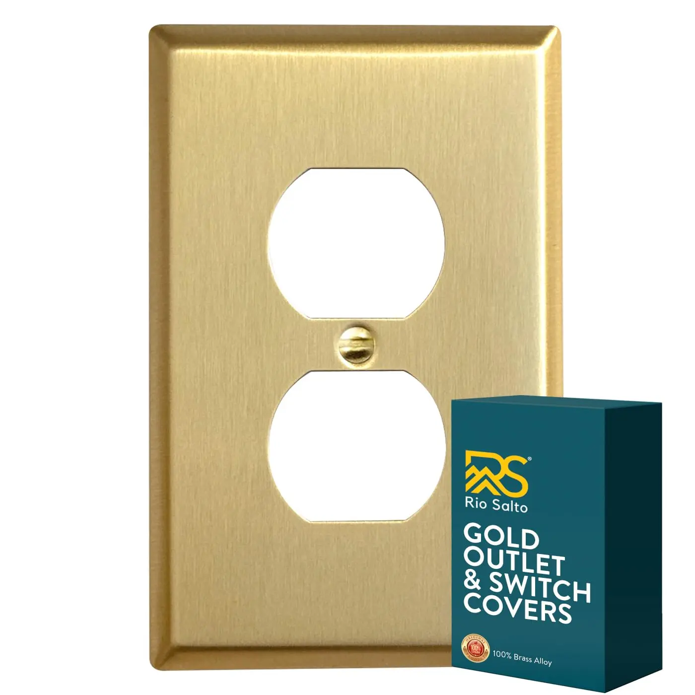 Rio Salto Signature Collection Midsize Brushed Brass Wall Plate — Light Switch & Outlet Cover