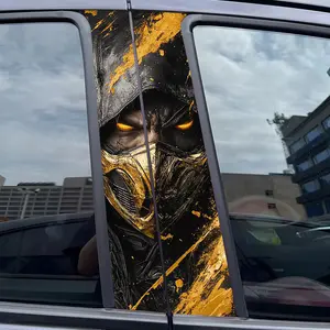 2pcs Mask, hood, fire-eyes Car Sticker B-Pillar DIY Middle Pillar Vinyl Decorative Car Accessories Sticker