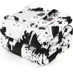 Electric Blanket  Size, Dual Control Heated Blanket with 6 Heat Settings, 1-12H Timer, Soft Sherpa & Flannel, Machine Washable, Black , 84" x 90"