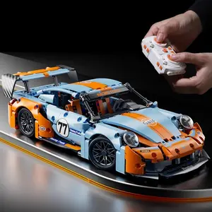 RC 911 Limited Edition 1:14 RC Supercar Block Kit – 1000+ PCS Build w/ Dual Motors & LED Light Effects| 2.4GHz Pro Control + Acrylic Display Case